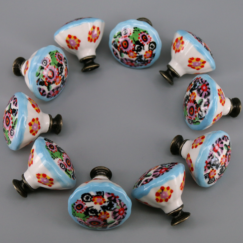 Unique Furniture Hardware - Boutons en céramique colorés, 10 pièces,