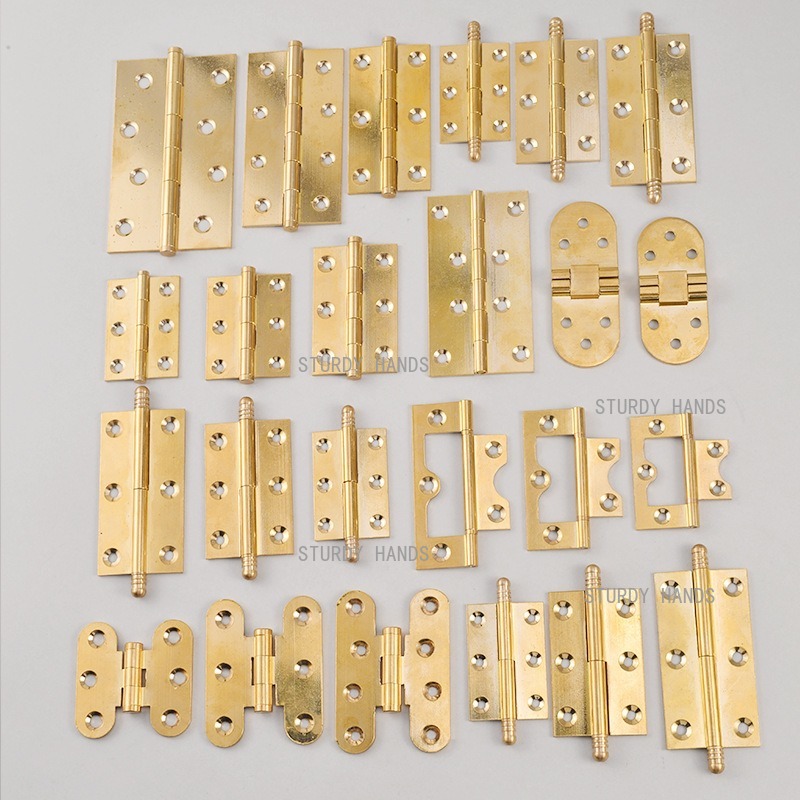 Furniture Hardware Brass - 10 charnières en laiton dorées, charnières