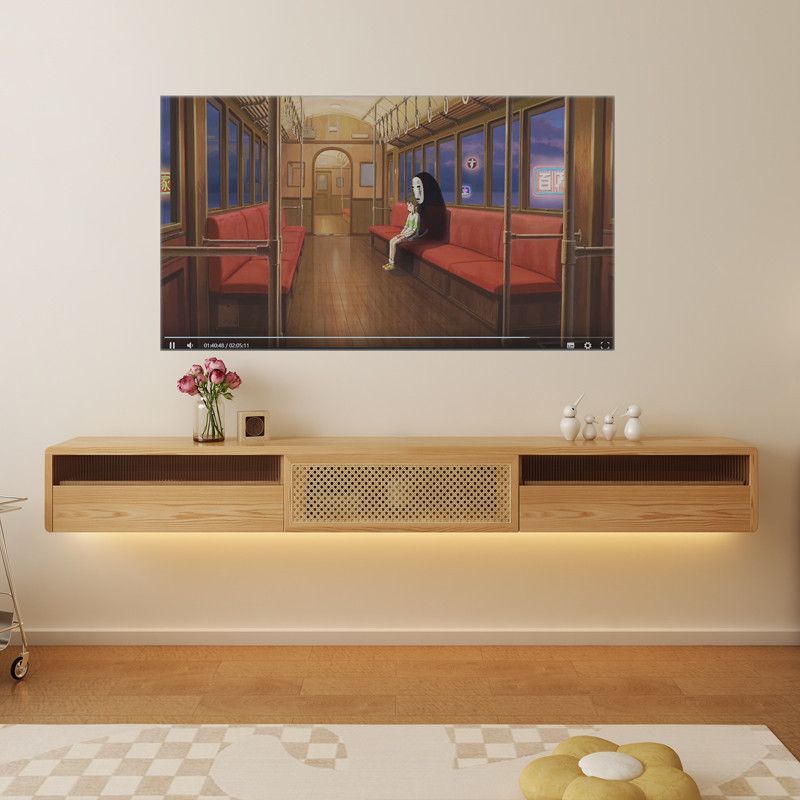 Meuble TV suspendu en rotin et - Japanese Furniture Hardware avis et prix